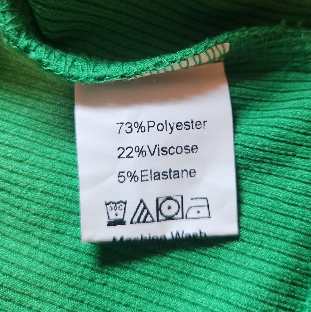 Green Ribbed Square Neck Top Crop Size Small - Picture 5 of 6